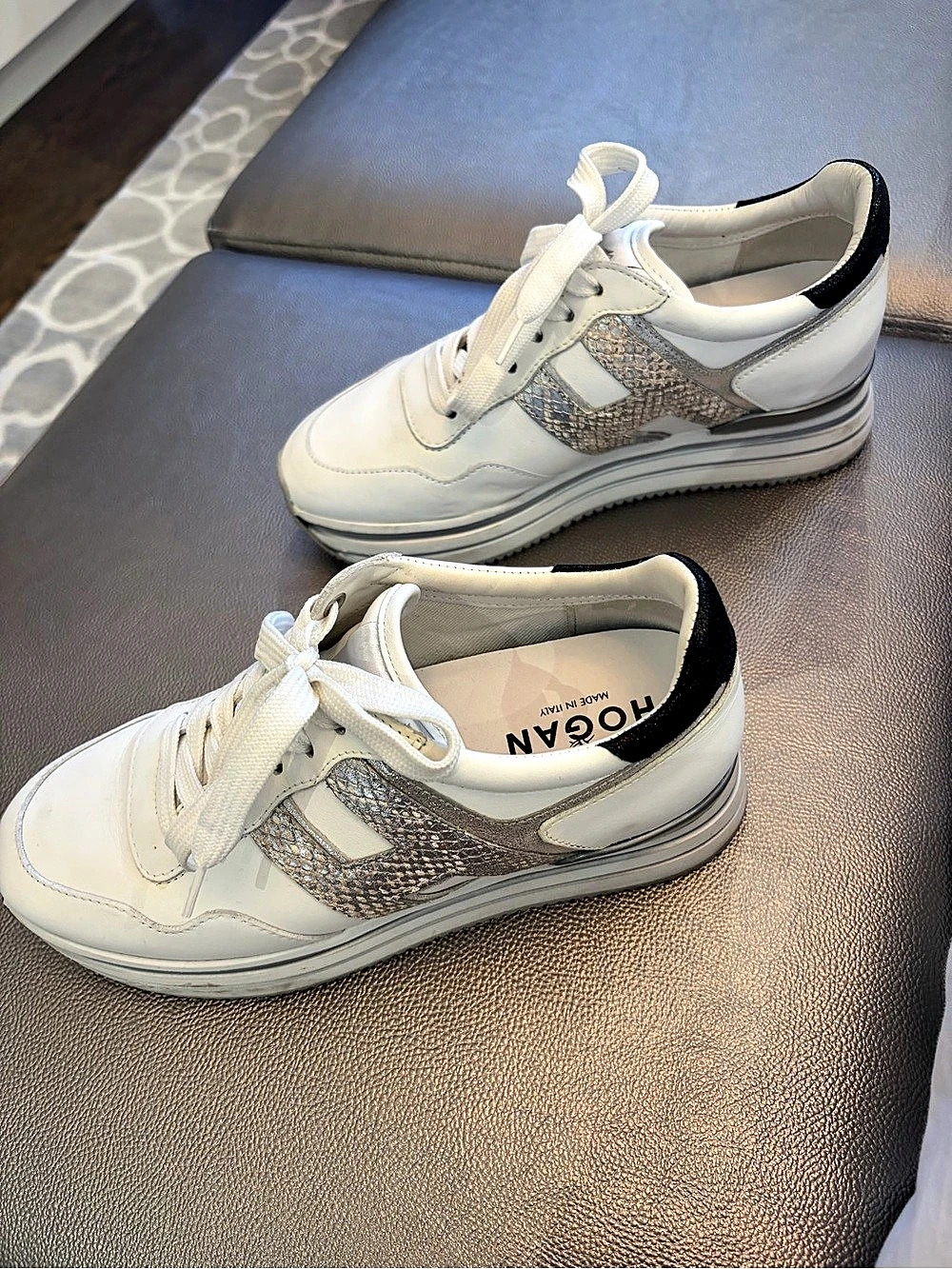 Hogan H365 Platform Sneaker in White and Python Print Sneakers EU 37 White &